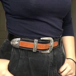 Cowboy leather buckle belt